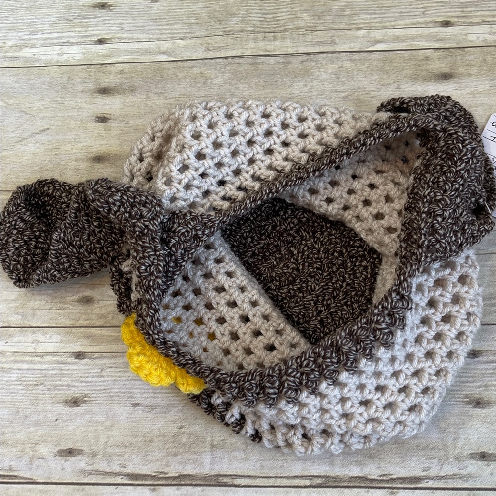 Market Bag Hand Crafted Crochet W Sunflower - Picture 7 of 8
